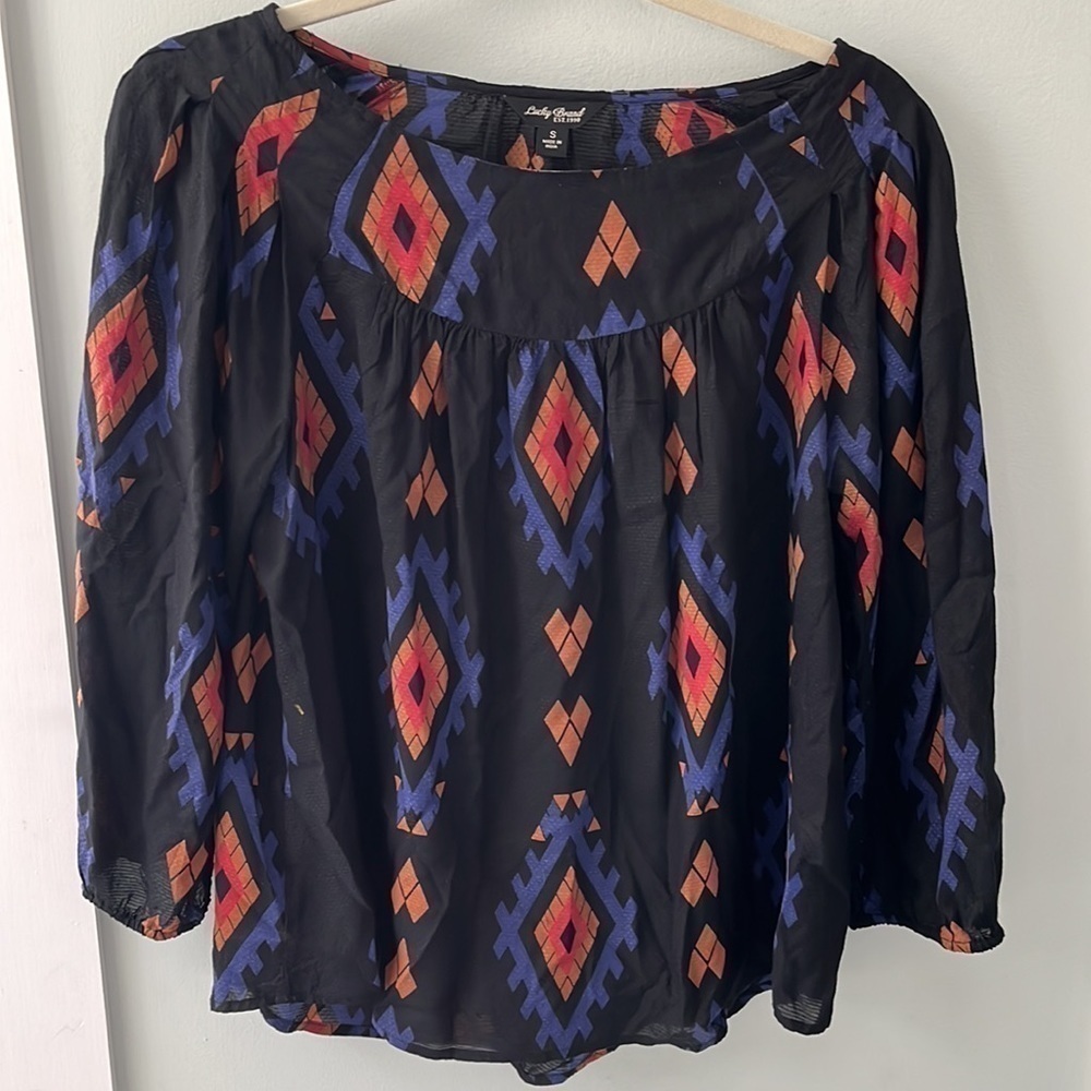 Lucky Brand boho southwest blouse size Small